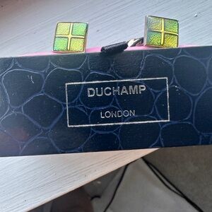 ‘NW’ DUCHAMP Green and Gold Square Cufflinks